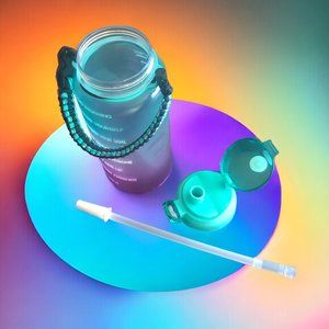 GIOTTO Large 64oz Motivational Reusable Water Bottle Removable Straw BPA Free